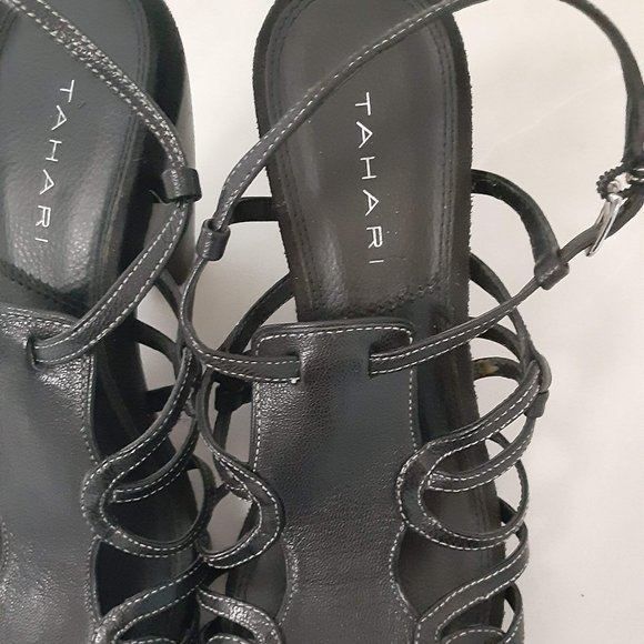 $5 LAST CALL! TAHARI ~ Leather Strappy Wedges - Picture 11 of 16